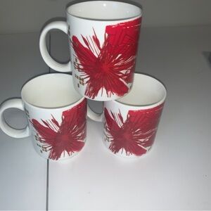 3- Starbucks Coffee Mugs Cups 2014 Holiday Red Gold Christmas 12 Ounces